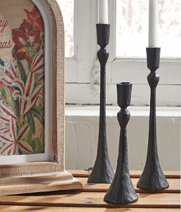 13.5" Black Iron Taper Candlestick Holders - Set of 3 From RAZ NEW 2025