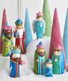Set of 7 Multicolor Nativity Set, 9 Inch  - From RAZ Imports NEW 2025
