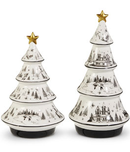 Toile Ceramic Trees Set of 2 Through The Woods 12"- NEW 2025
