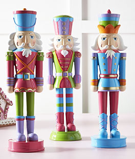Jolly Nutcracker Figurines - Set of 3 Assorted Multi Color - NEW 2025
