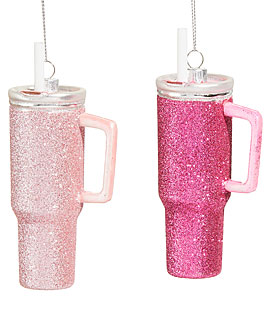 5 Pink Disco Tumbler Ornament Set of 2 - NEW 2025