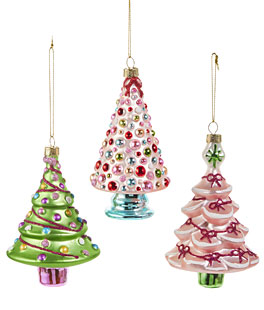 Blushing Tree 5" Glass Ornament - Set of 3 Assorted - NEW 2025