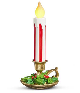14.5 Peppermint Lit Candle With Gold Base and Holly Decor - NEW 2024