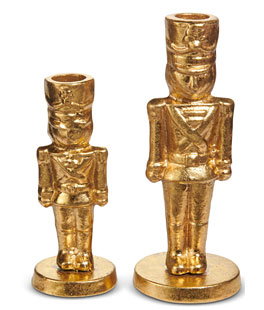 7" Gold Nutcracker Candlesticks Set of 2 From RAZ - NEW 2025