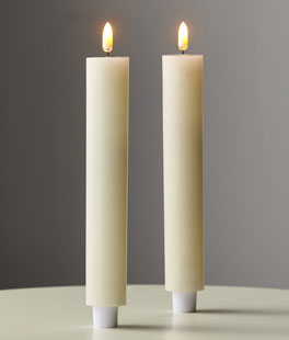 10.5" Ivory 1.25" Diameter Taper Candle Set of 2 Remote Ready - NEW 2025