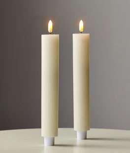 8.5" Ivory 1.25" Diameter Taper Candle Set of 2 Remote Ready - NEW 2025
