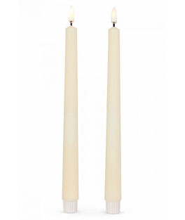 12.5 Inch Ivory Taper Candles Set of 2  - Luminesce Flameless Candle Collection