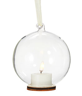 5.5 Inch Clear Ornament with Ivory Tealight - Timer New 2025