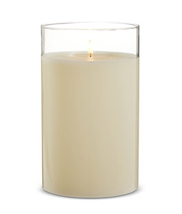 Clear Glass Flameless Candle 6 Inch x 10 Inch Ivory Votive - Remote Ready