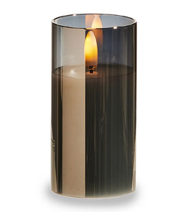 Smoke Glass Flameless Candle 2 Inch x 4vInch Ivory Pillar - Remote Ready