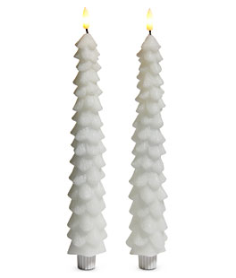 10.5" White Tree Taper Christmas Candle Set of 2 - NEW 2025