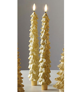 10.5" Gold Tree Taper Christmas Candle Set of 2 - NEW 2025