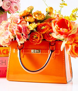 Orange Purse Ceramic Vase 9.5 Inch - NEW 2026