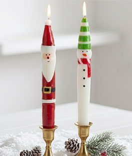 10" Santa and Snowman Taper Candles - Set of 2 - NEW 2026