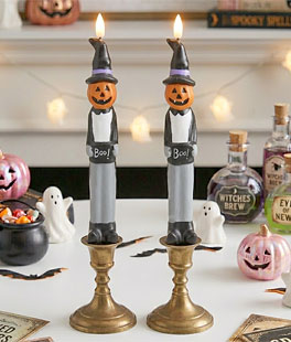 10.25" Pumpkin Butler Taper Candles - Set of 2 - NEW 2026 