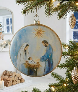 Glass Blessed in Bethlehem Disc Ornament - 4.75 Inch New 2026