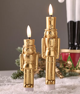 Gold Nutcracker Taper Candles 6 and 7.5 Inch - Set of 2 - NEW 2026