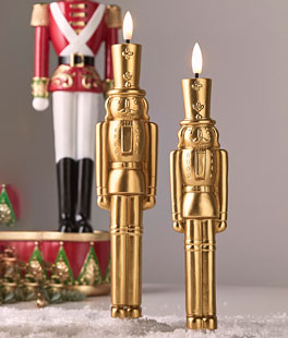 Gold Nutcracker Taper Candles 9.75 and 11.5 Inch - Set of 2 - NEW 2026