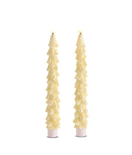 8.5" Glitter Gold Tree Taper Candle Set of 2 - NEW 2026