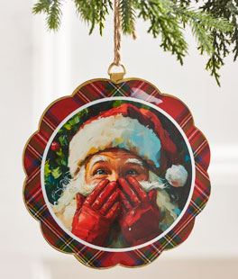 Santa's Secret Scalloped Disc Ornament - 6 Inch New 2026