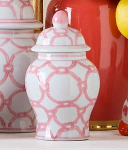 Pink and White Pattern Ginger Jar 8.5 Inch - NEW 2026