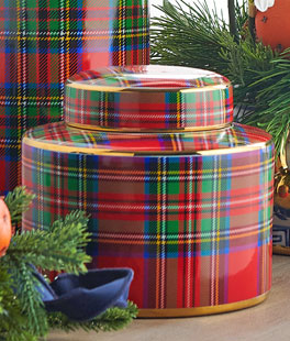 8 Inch Tartan Plaid Decorative Jar - NEW 2026 