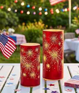 Lighted Fireworks Lanterns Set of 2 - NEW