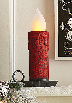Raz Imports Happy Hollydays 17.5 Red Glittered Battery Operated Candle