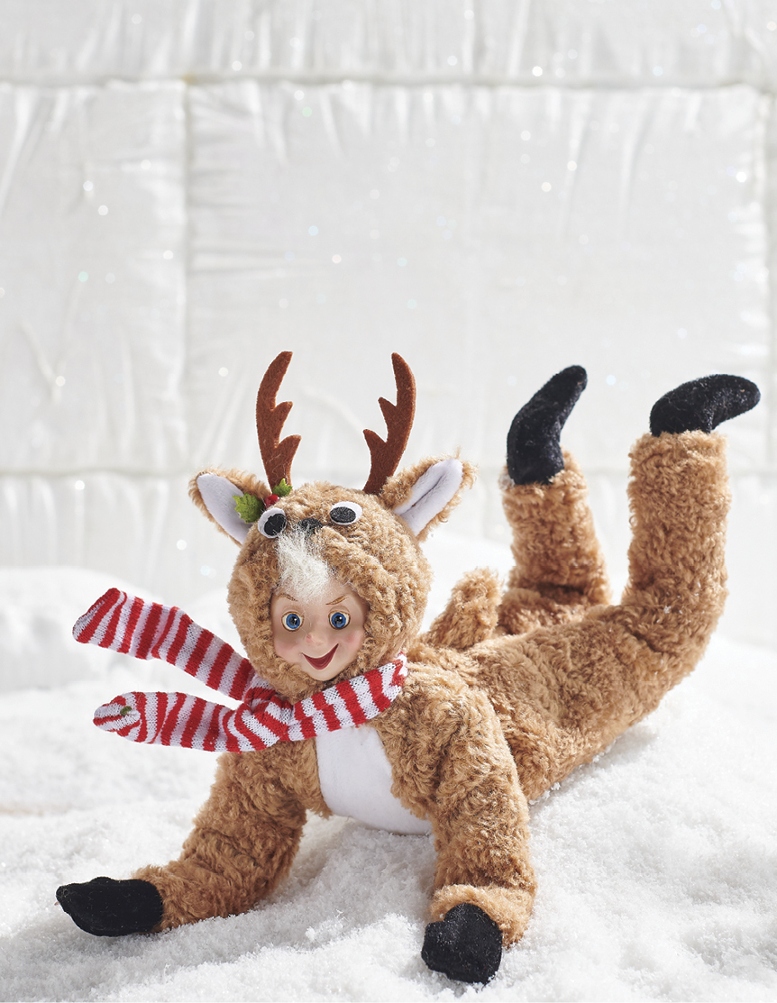 Raz Imports Pink Posable Elf Christmas Display Piece 16 Inch