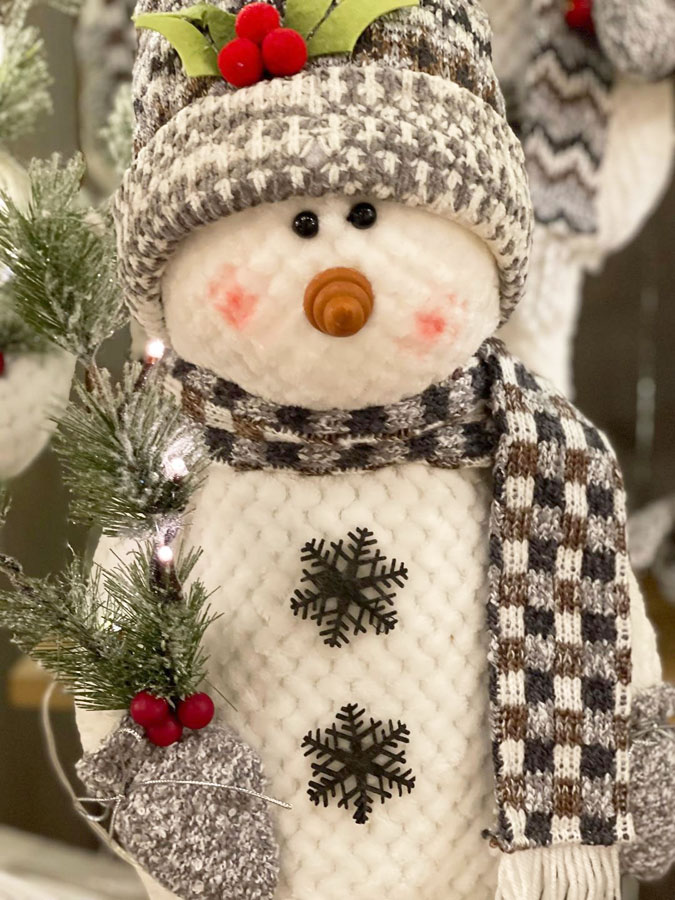 25 Inch Plush Holiday Snowmen With Light Up Tree - Set of 2