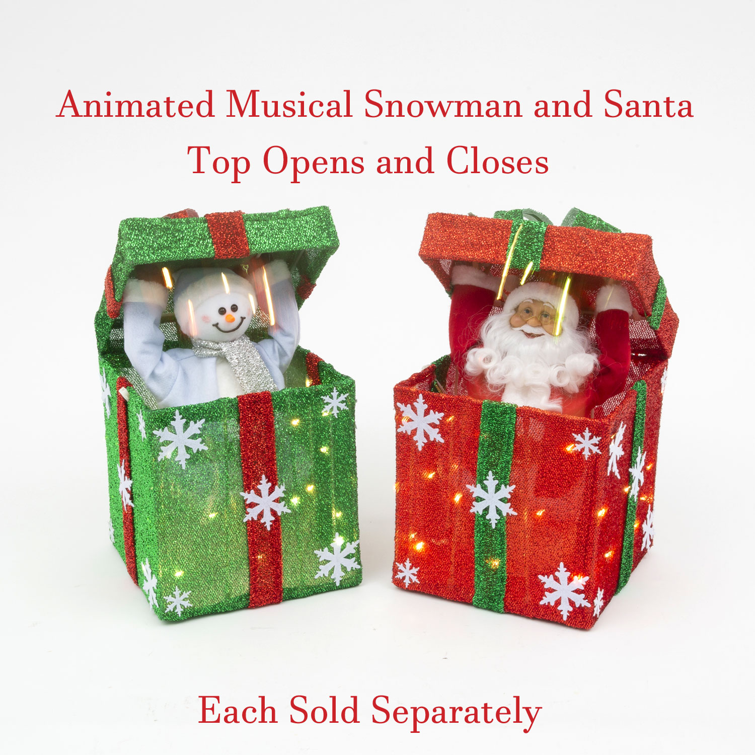 Animated Musical Red Gift Box with Santa 20 Inch - NEW 2025