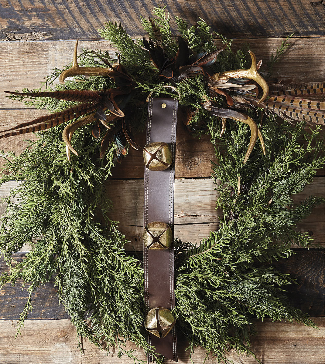 Sleigh Bell Door Hanger 23.5 Inch Leather From RAZ