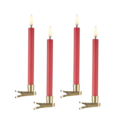 Uyuni 6 Inch Clip On Red Taper Candles Set of 4 Remote Ready