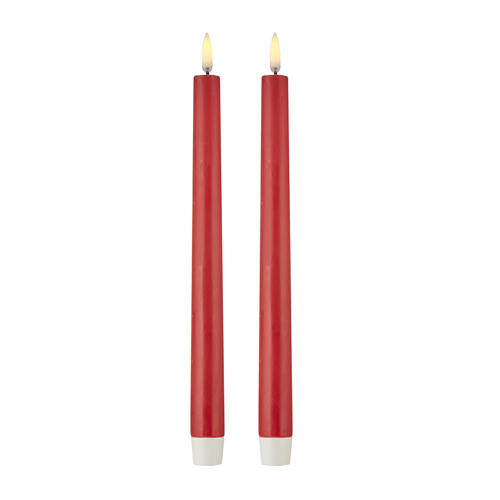 Uyuni 11 Inch Red Taper Candle Set of 2 Remote Ready