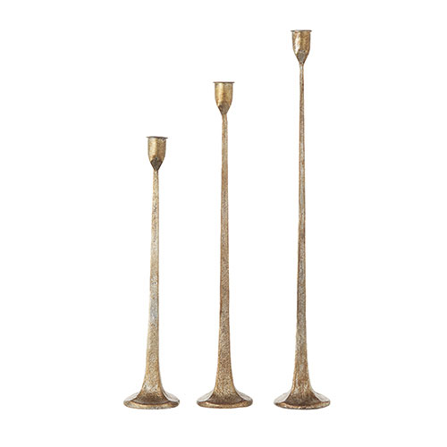 Iron Taper Candlestick Holders Set of 3 Gold From RAZ NEW 2022
