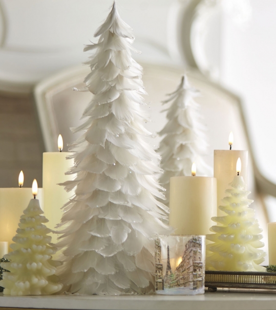White Ostrich Feather Christmas Trees | Shop Lee Display 3ft