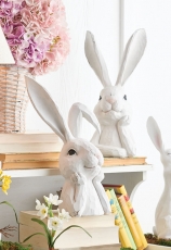 15.5 " Set of 2 Resin  Thinking Rabbit Decorative Figurines - From RAZ
