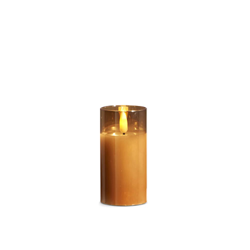 Gold Glass Flameless Candle 2 Inch x 4 Inch Ivory Votive Remote Ready