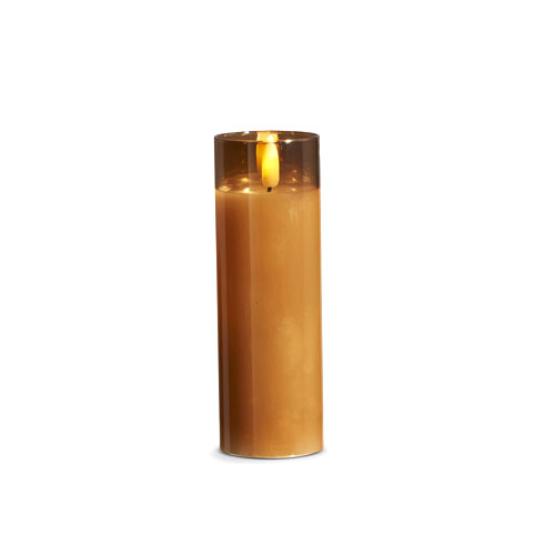 Gold Glass Flameless Candle 2 Inch x 6 Inch Ivory Votive Remote Ready