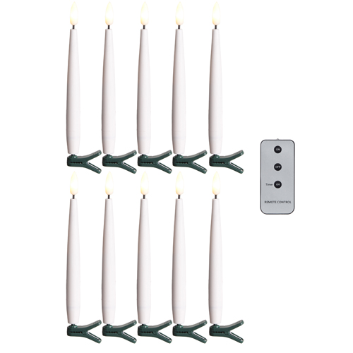 6 Inch Clip On Lighted Candles Set of 10 Remote Included