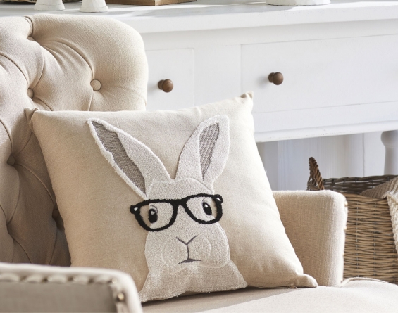 Rabbit With Glasses 18 Inch Pillow With Insert - NEW From RAZ