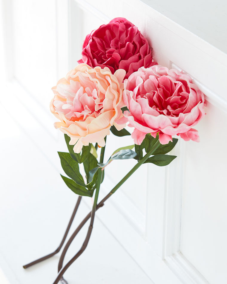 Real Touch Peony Stem 25 Inch Set of 3 Assorted Colors