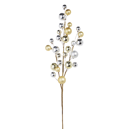 31 Inch Gold and Silver Ball Ornament Spray - NEW