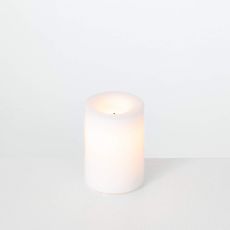 Outdoor All Weather WHITE Wax Candle 3 x 4 Inch with 5 Hour DUSK ON Timer