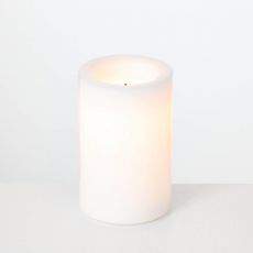 Outdoor All Weather WHITE Wax Candle 4 x 6 Inch with 5 Hour DUSK ON Timer
