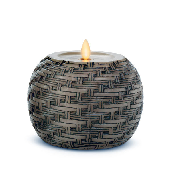 Luminara Round Embossed Candle Remote Weave 4.5 x 4 Ready Basket