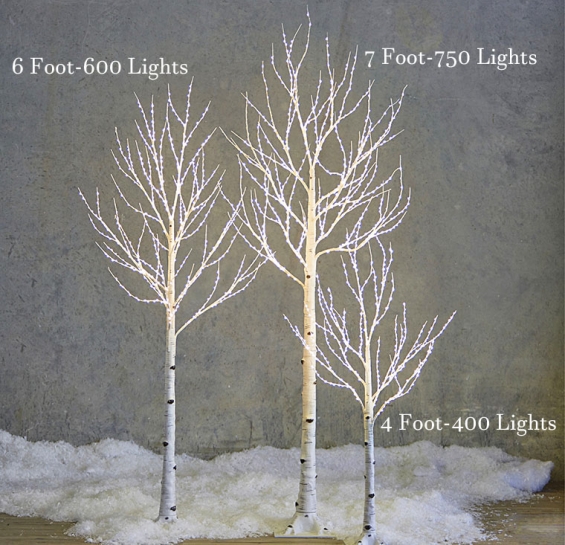 4FT Birch Tree Lighted Warm White Lights Timer Remote 8 Flashing Modes –  SHANULKA Home Decor