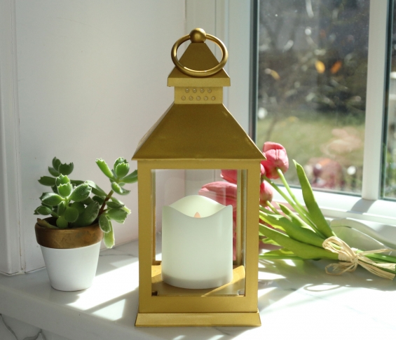 Harvest Candle Lantern 9.5 Inch With 8 Hour Timer