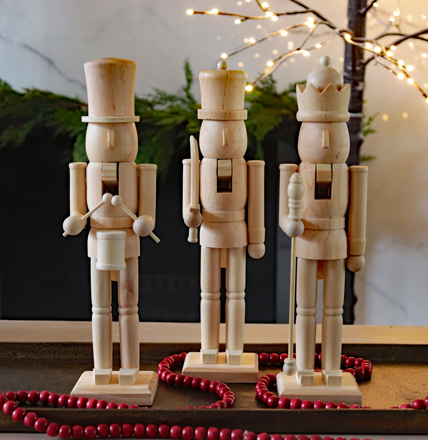 15.5 Inch Tall Wooden Nutcracker Figurines Set of 3 Assorted