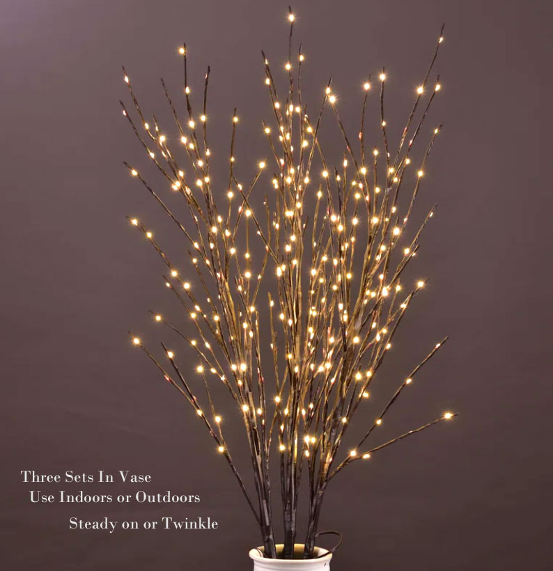 Outdoor 39 Inch Lighted Branch With 96 Warm White Lights - Twinkle or Steady
